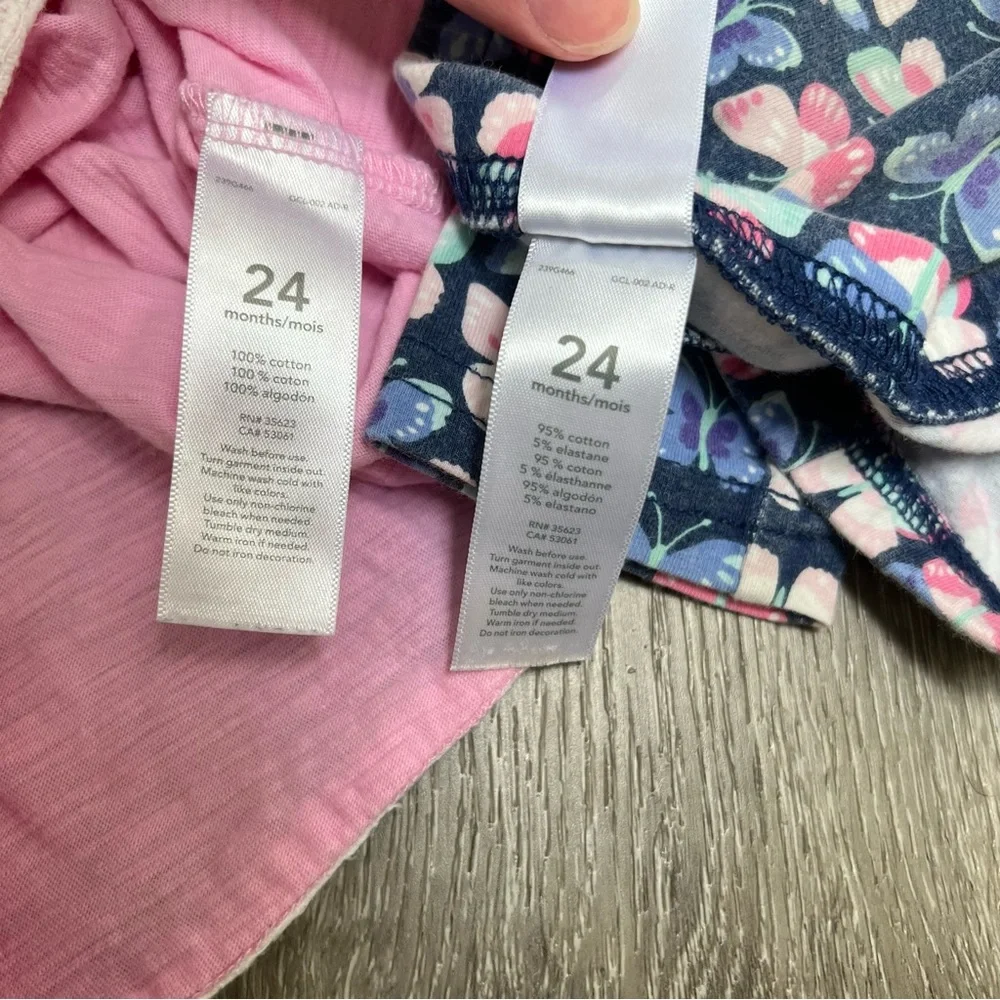 CARTERS 2PC SHORT SLEEVE SHIRT AND LEGGINGS OUTFIT BUTTERFLY 24MO
